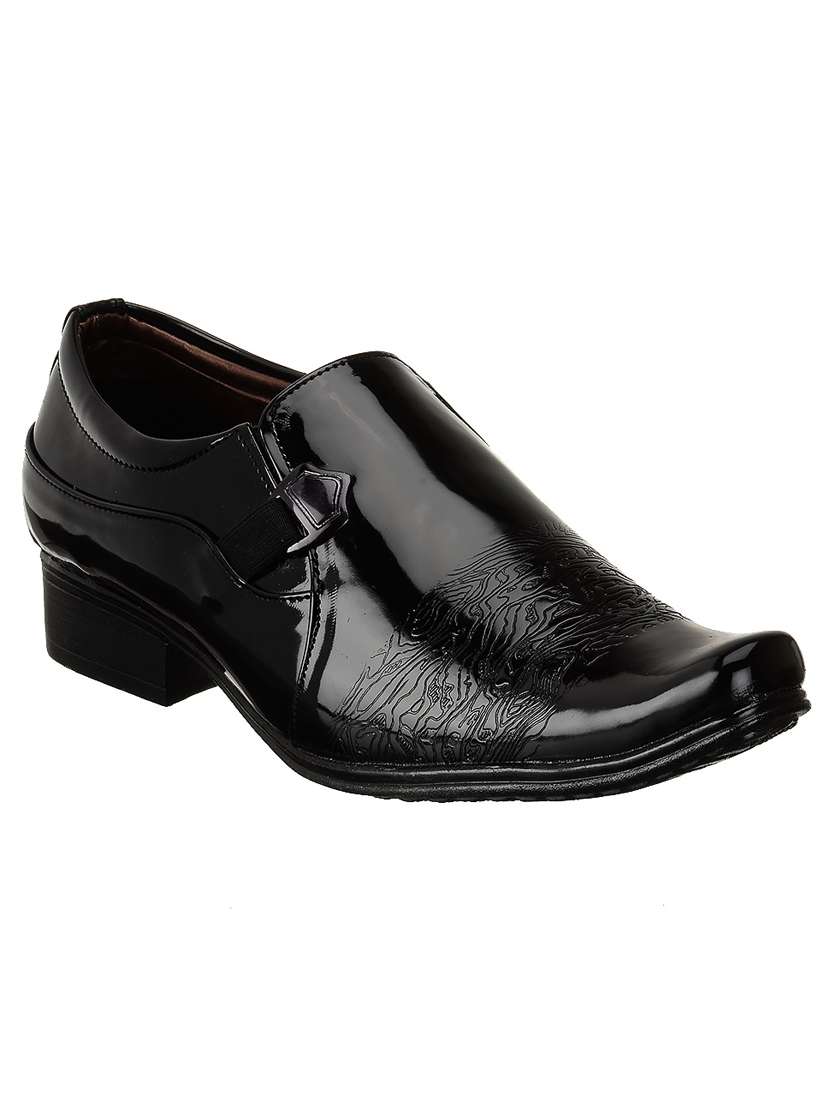 black patent leather slip on ons