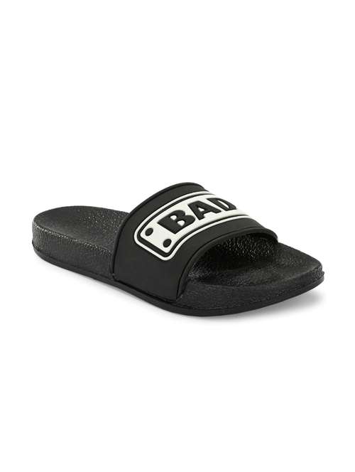 black pvc slip on flip flops - 19585546 -  Standard Image - 0