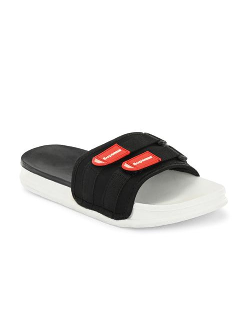 black pvc slip on flip flops - 19585555 - Standard Image - 0