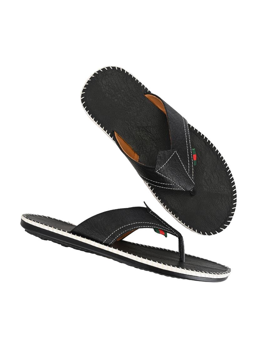 black leatherette slip on slippers - 19585588 - Standard Image - 4