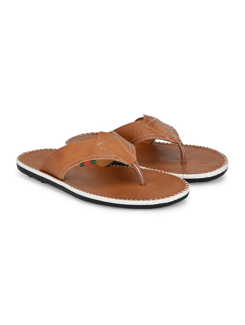 tan leatherette slip on slippers - 19585590 - Standard Image - 1