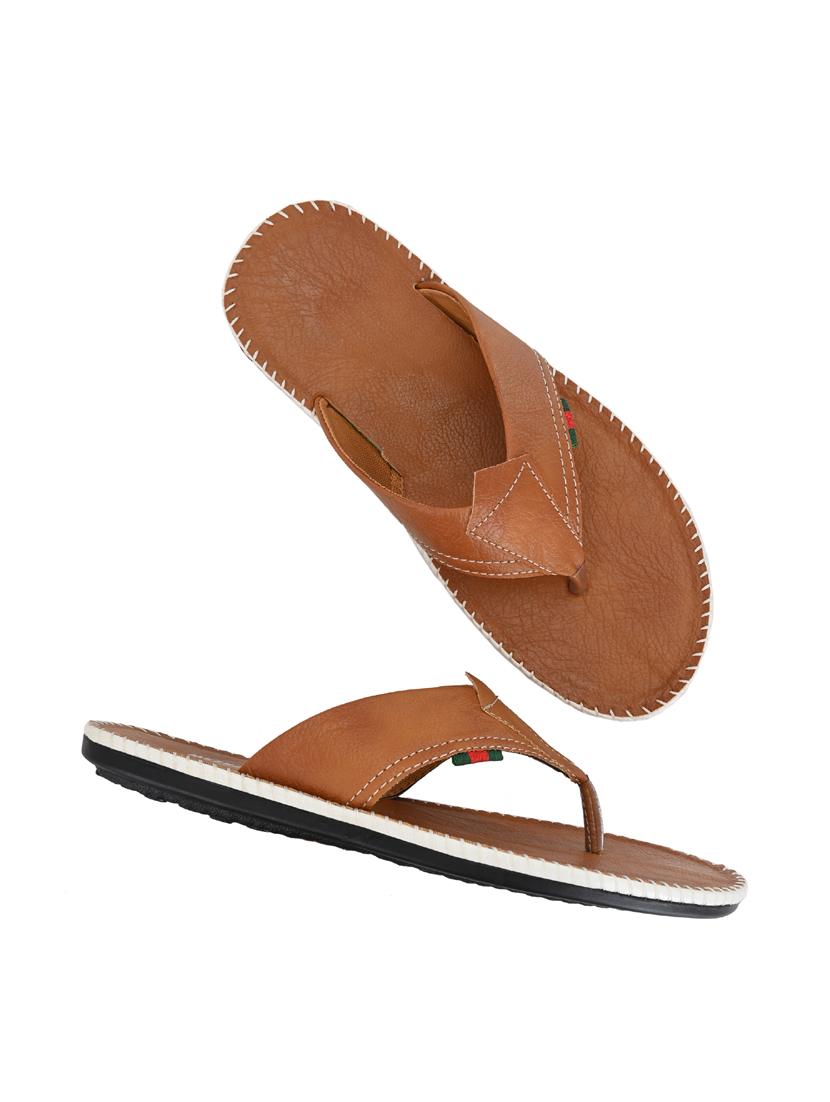 tan leatherette slip on slippers - 19585590 - Standard Image - 4
