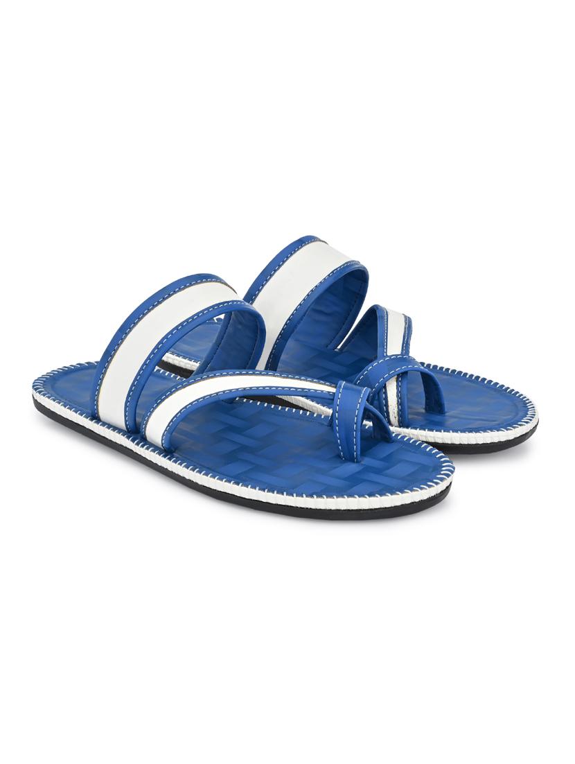 blue leatherette slip on slippers - 19585593 -  Standard Image - 1