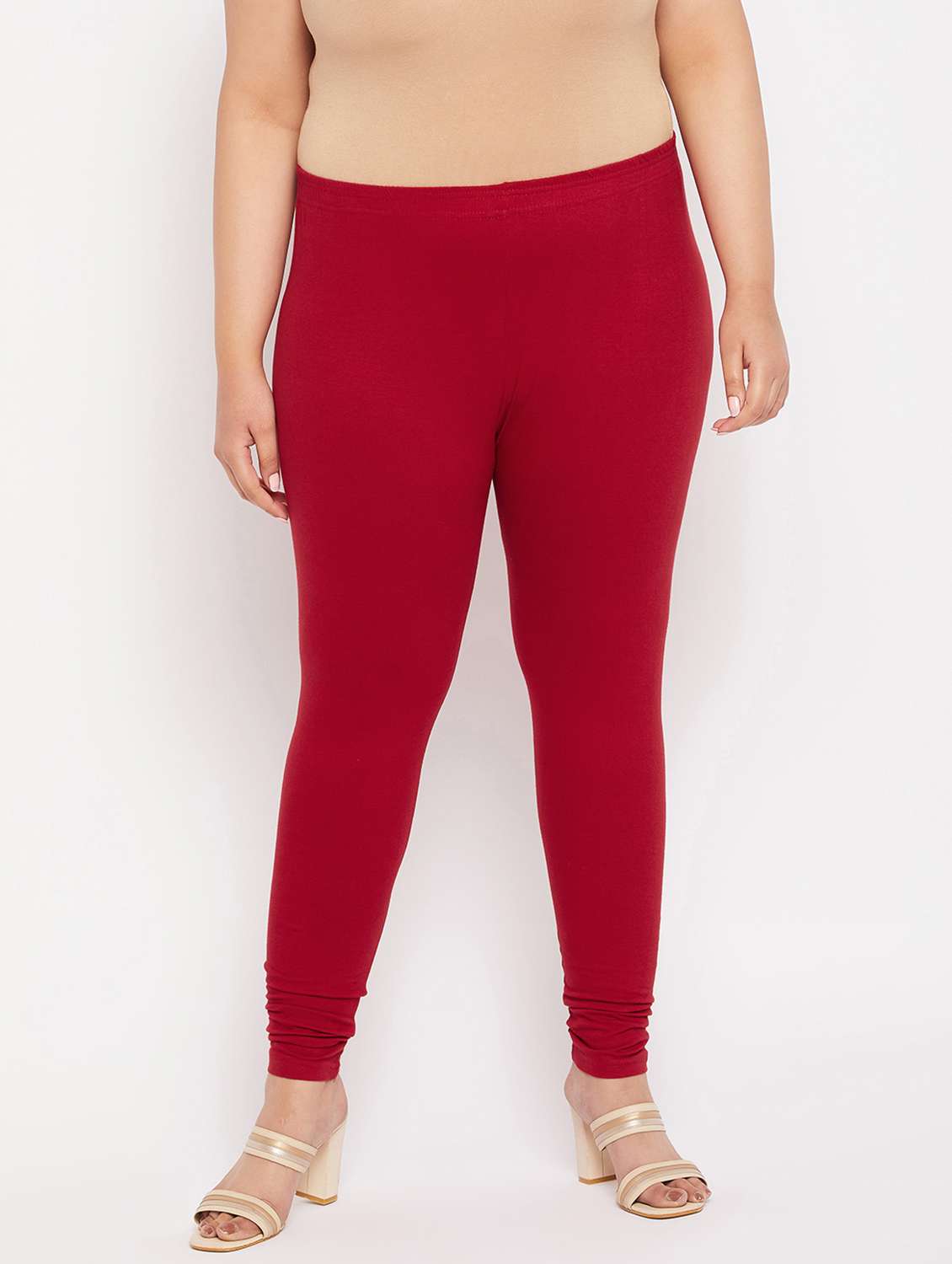 red cotton leggings