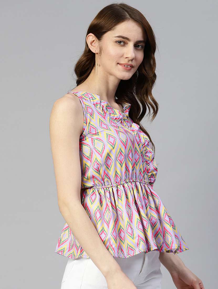 women printed peplum top - 19586772 -  Standard Image - 1
