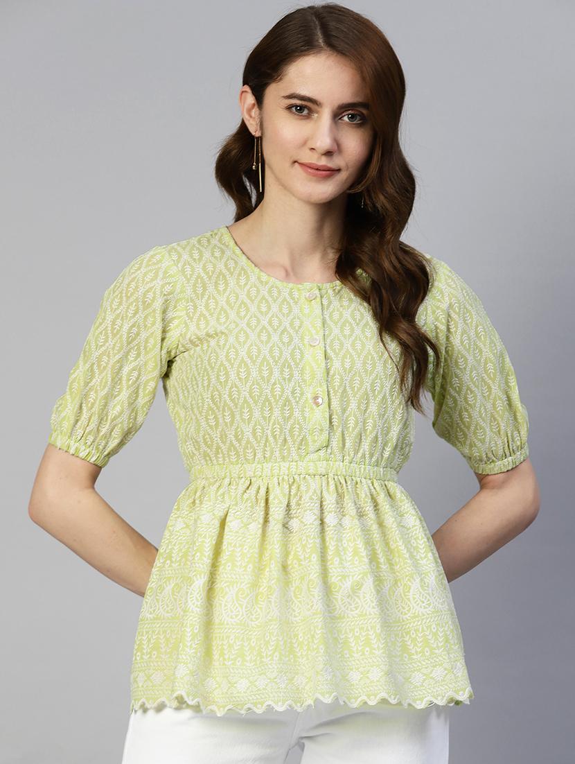 women's peplum round neck top - 19586778 - Zoom Image - 0