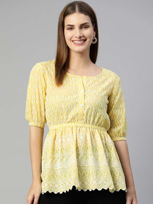 women's peplum round neck top - 19586779 - Standard Image - 0