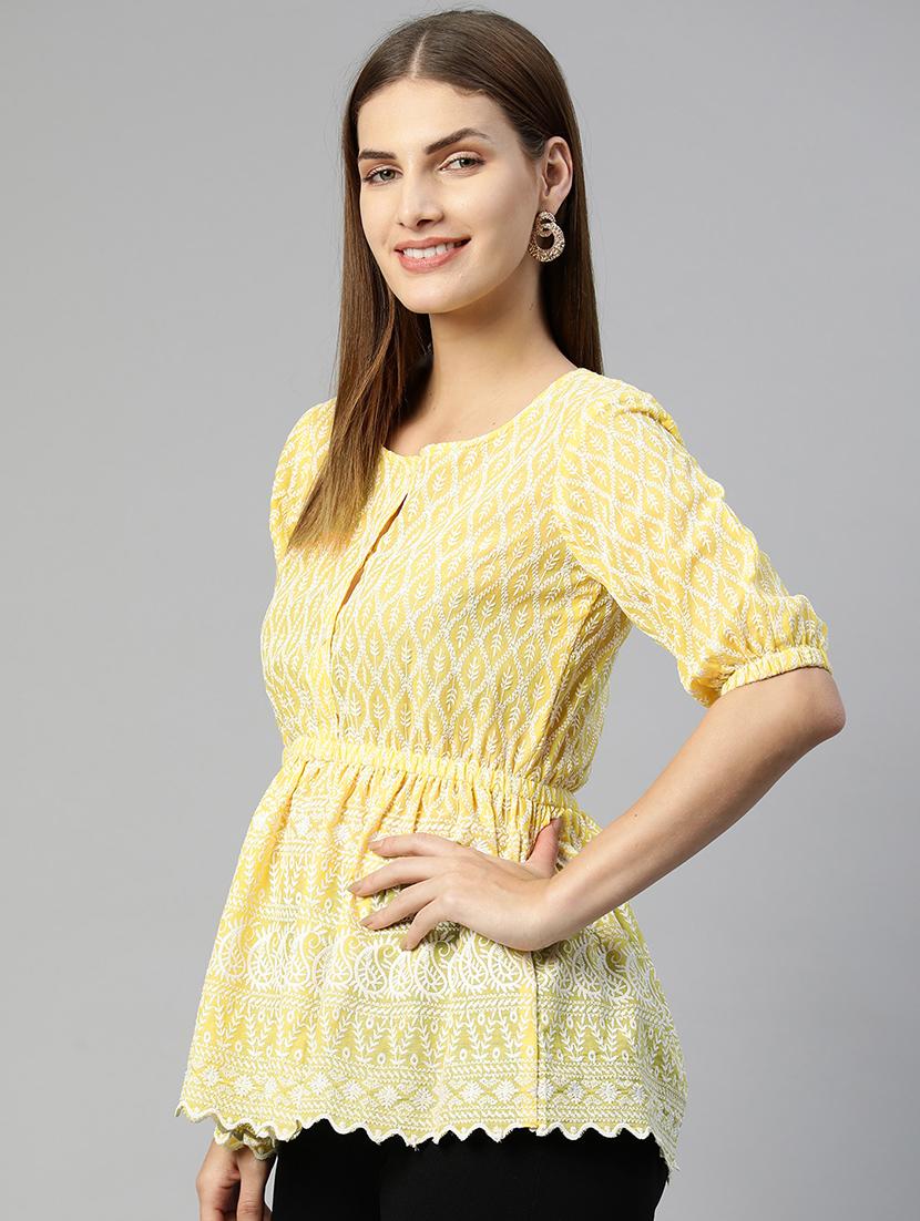 women's peplum round neck top - 19586779 - Standard Image - 1