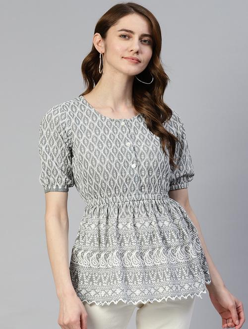 women's peplum round neck top - 19586780 -  Standard Image - 0