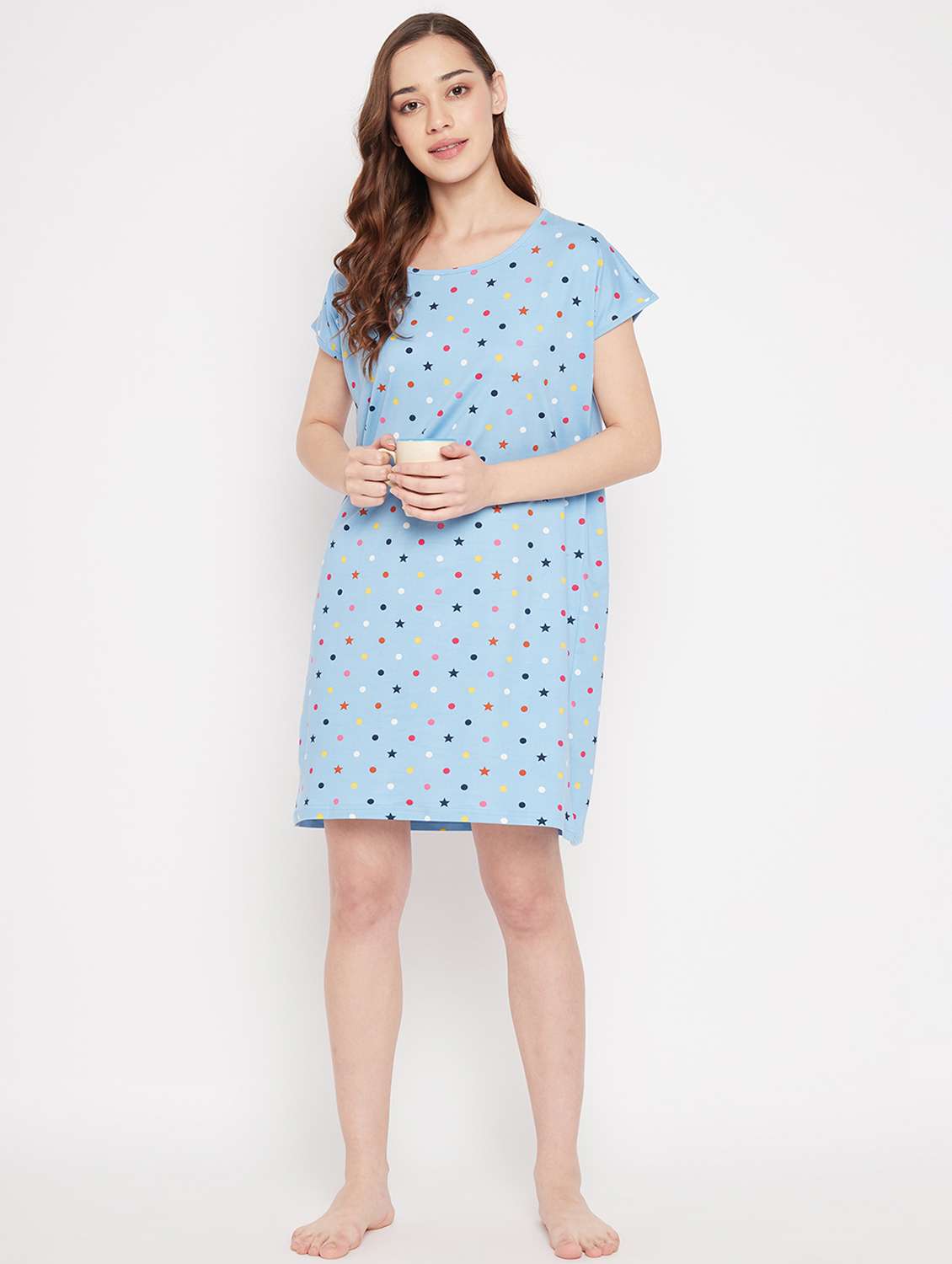 round neck polka dots sleepshirts & nighty - 19586791 -  Standard Image - 4