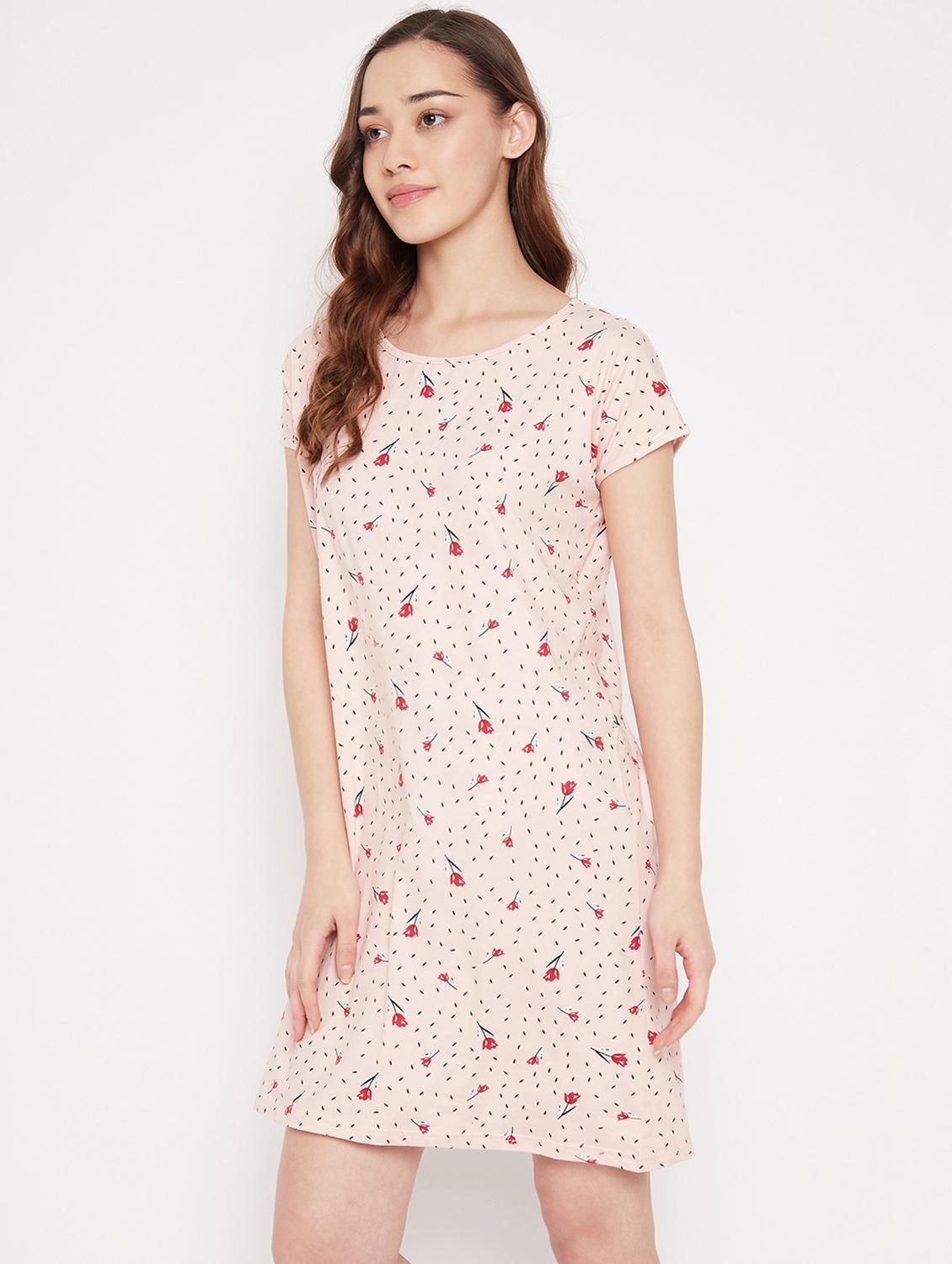 round neck floralprint sleepshirts & nighty - 19586797 - Standard Image - 1