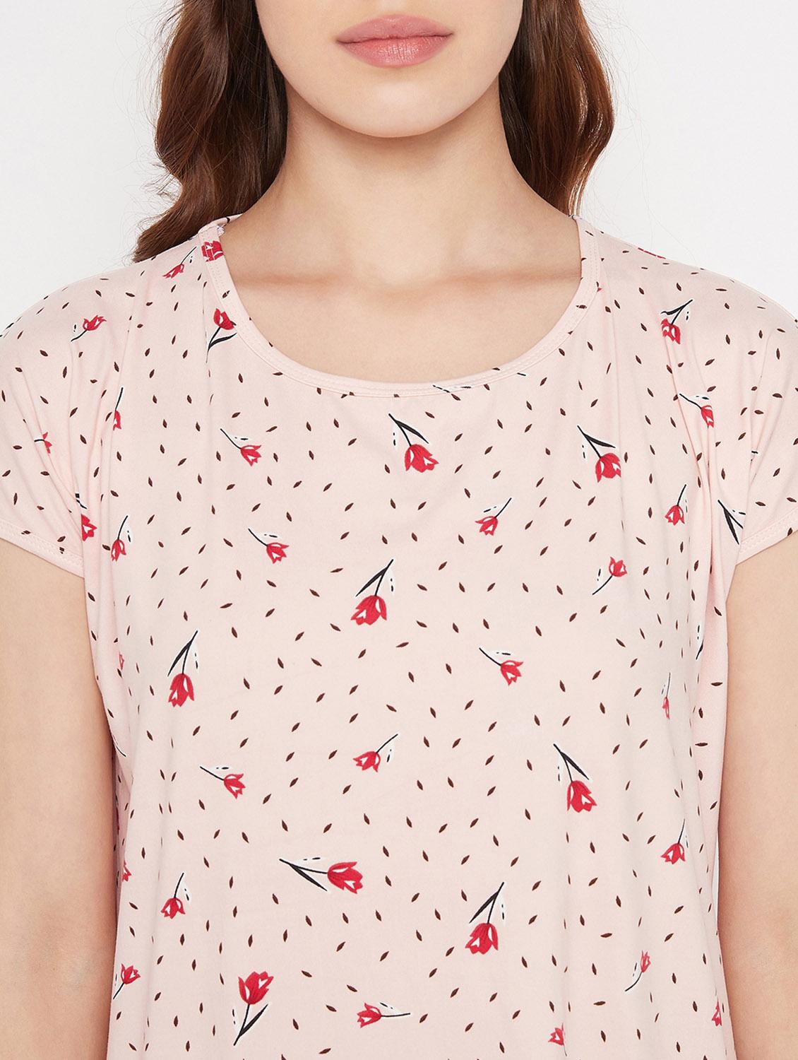 round neck floralprint sleepshirts & nighty - 19586797 - Standard Image - 4