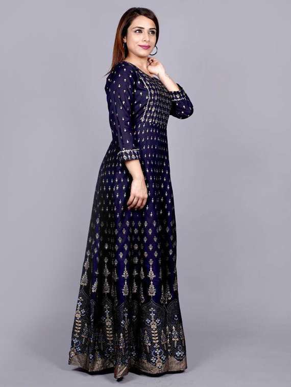 notch neck flared kurta - 19586825 -  Standard Image - 1