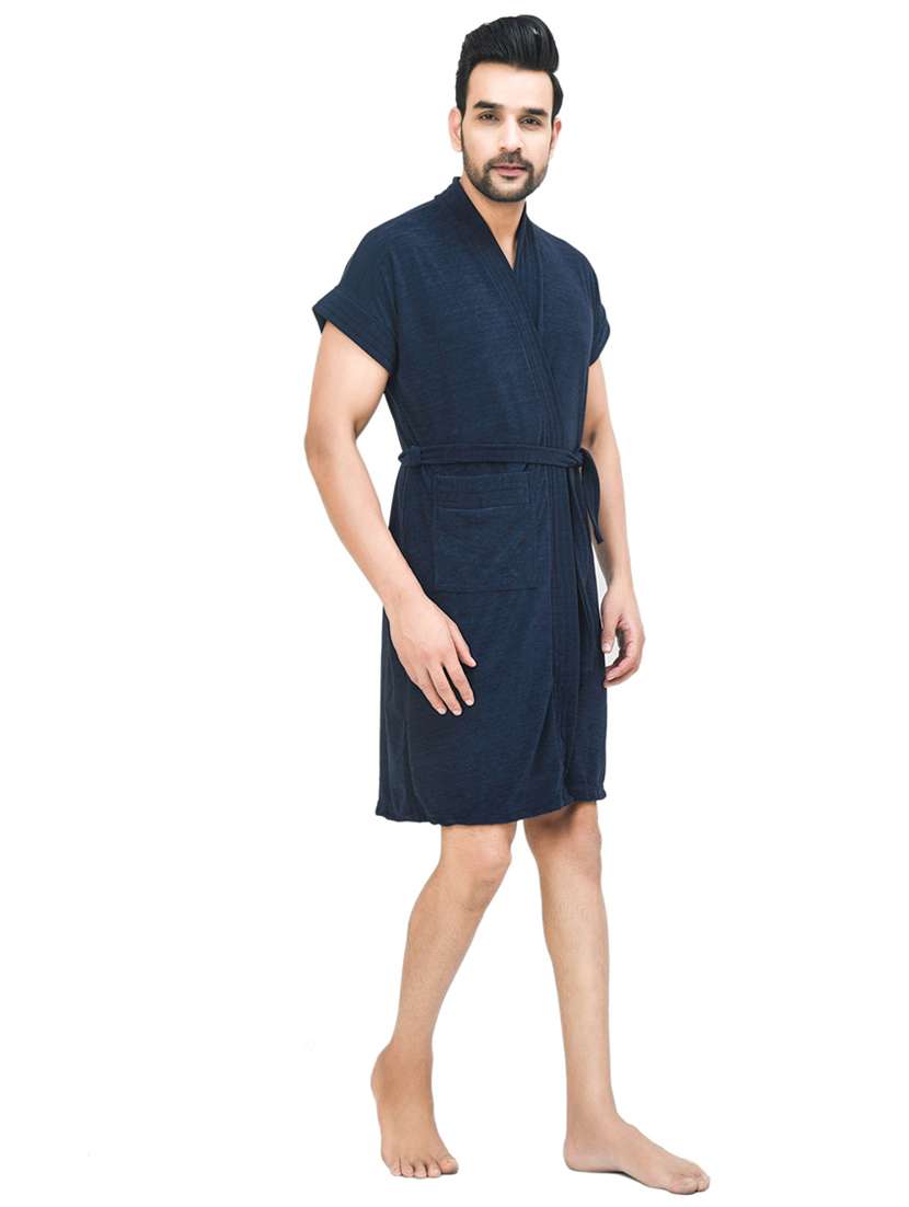 men's solid bathrobe gown