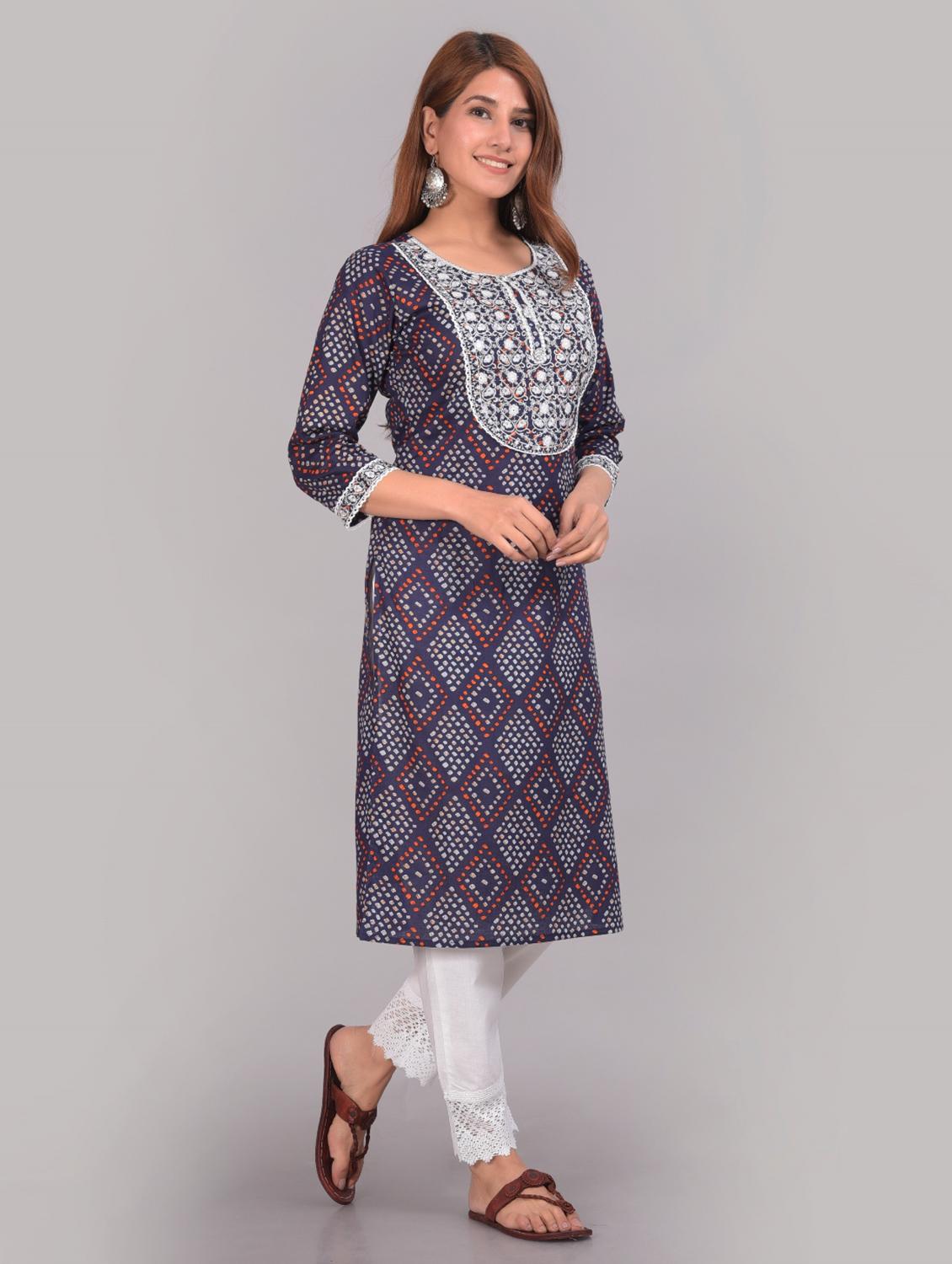 cotton round neck blue kurta pant set - 19588503 -  Standard Image - 1