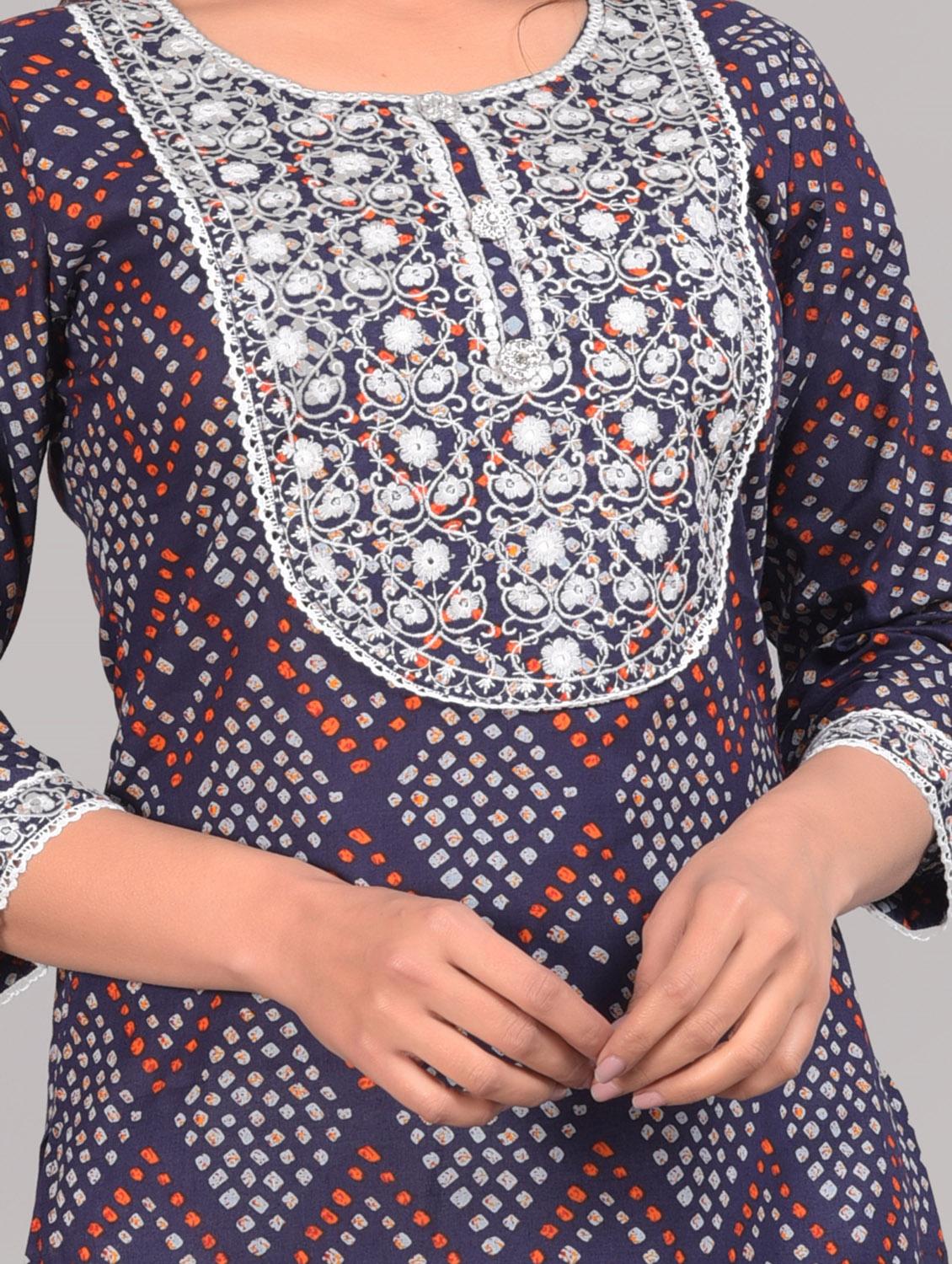 cotton round neck blue kurta pant set - 19588503 - Standard Image - 4