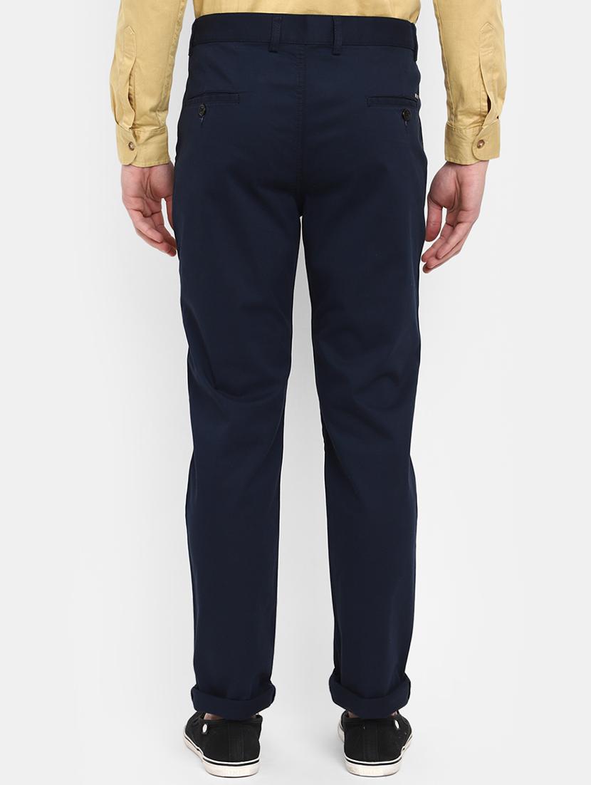 navy blue cotton chinos casual trousers - 19590620 -  Standard Image - 1