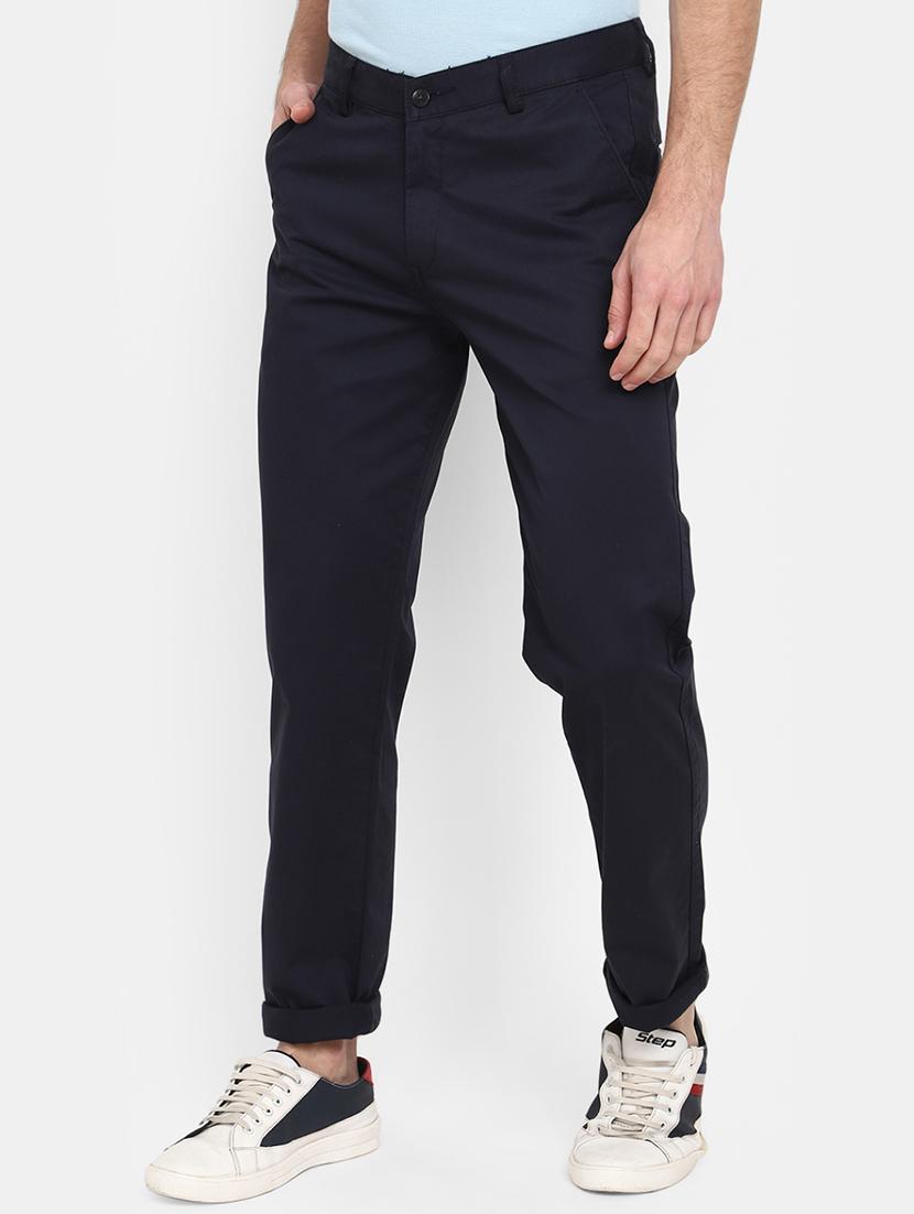 navy blue cotton chinos casual trousers