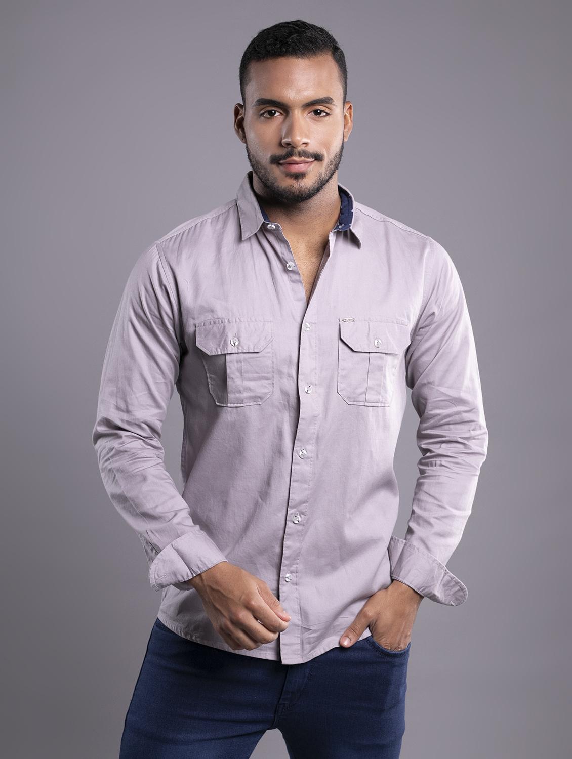 mens solid casual shirt - 19591196 -  Zoom Image - 0
