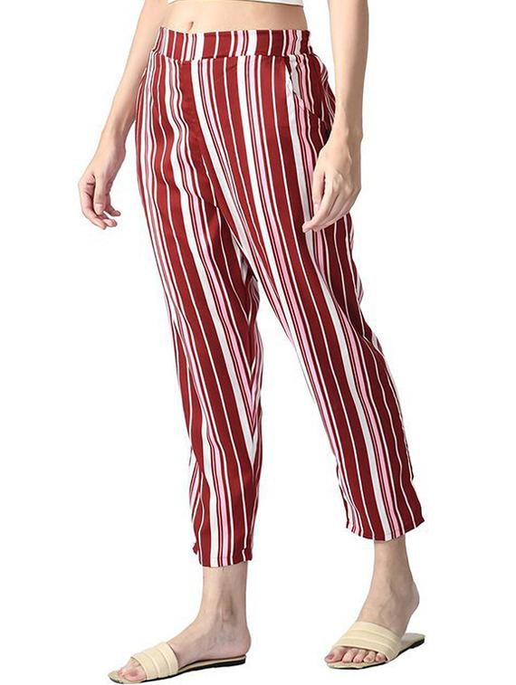 striped ankle length trouser - 19592446 - Standard Image - 1