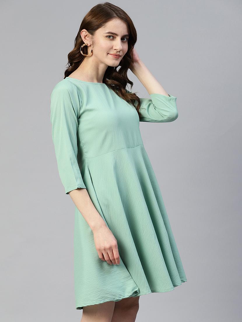 women's fit & flare solid dress - 19593439 - Standard Image - 1