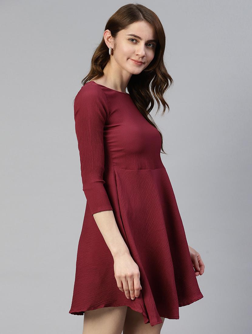 women's fit & flare solid dress - 19593440 - Standard Image - 1