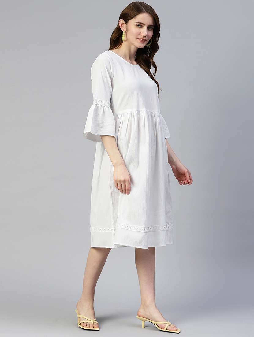 women's fit & flare solid dress - 19593442 -  Standard Image - 1