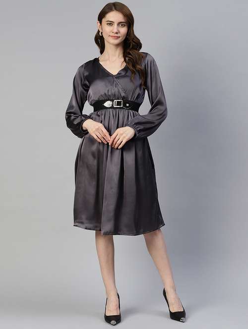women's fit & flare solid dress - 19593444 -  Standard Image - 0