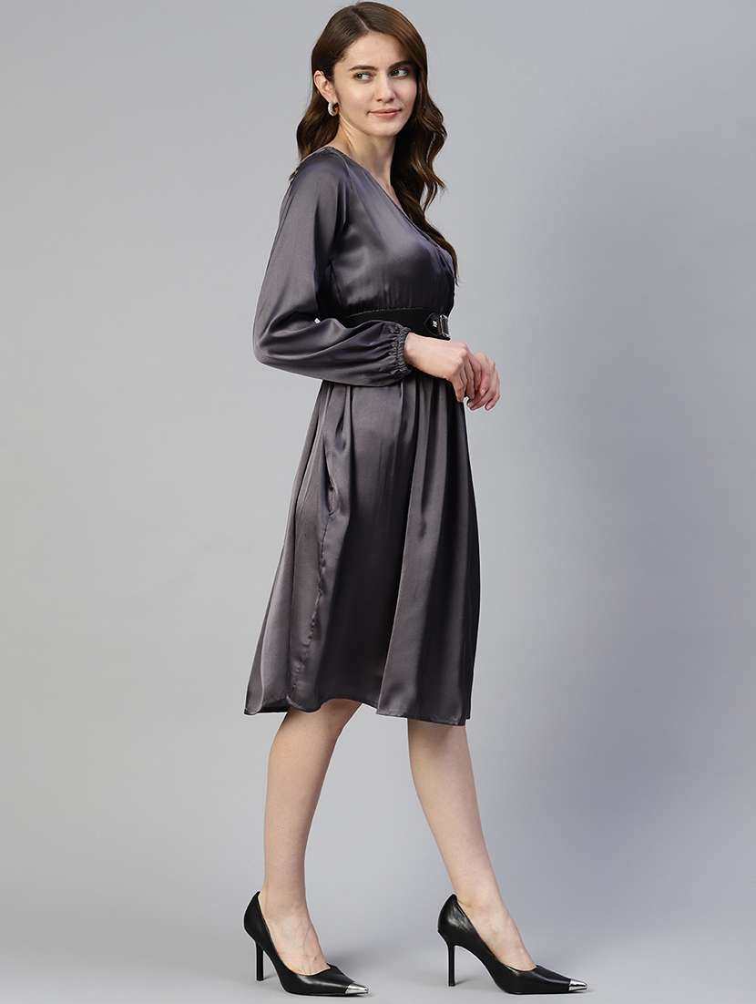 women's fit & flare solid dress - 19593444 -  Standard Image - 1