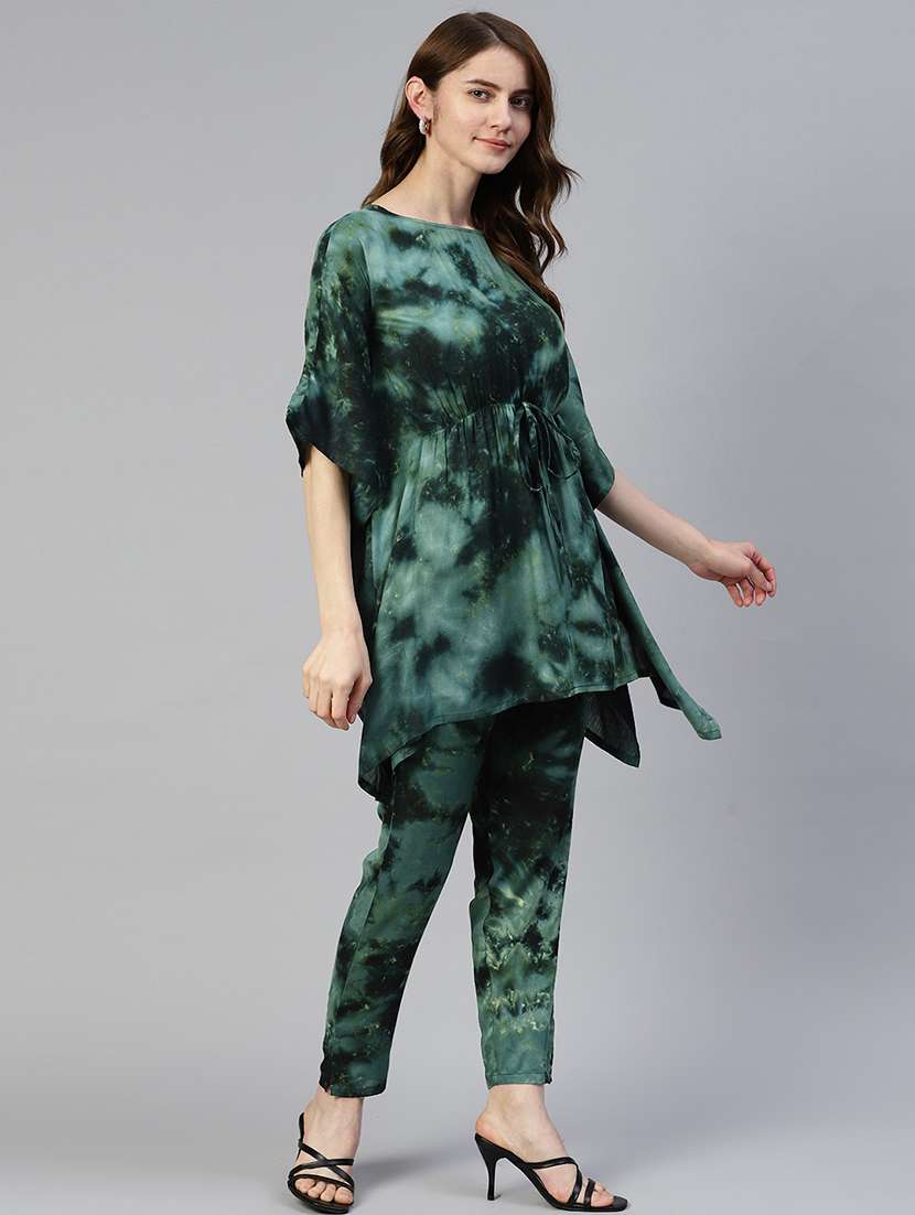 green viscose top and trouser set coord - 19595611 -  Standard Image - 1