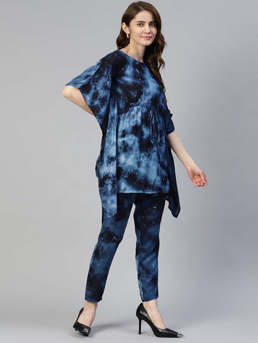 blue viscose top and trouser set coord - 19595612 -  Standard Image - 1
