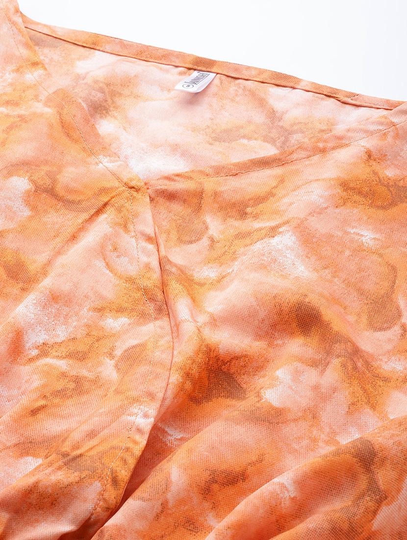 orange cotton blend top and palazzos set coord - 19595615 - Standard Image - 4