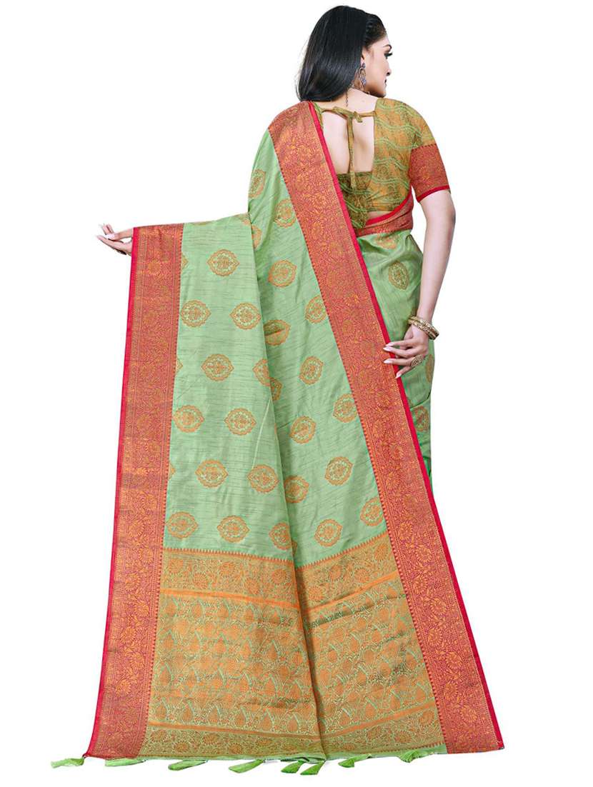 women's self design light green colored saree with blouse - 19596921 -  Standard Image - 1