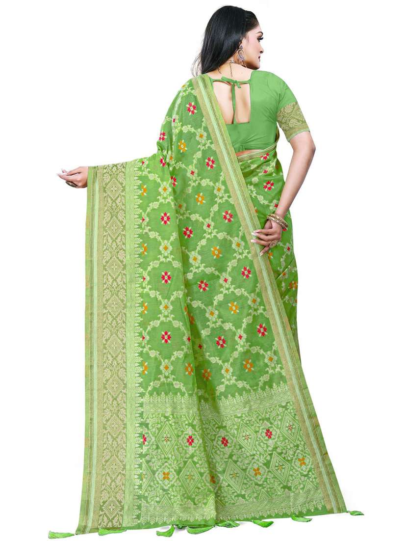women's self design green colored saree with blouse - 19596927 - Standard Image - 1