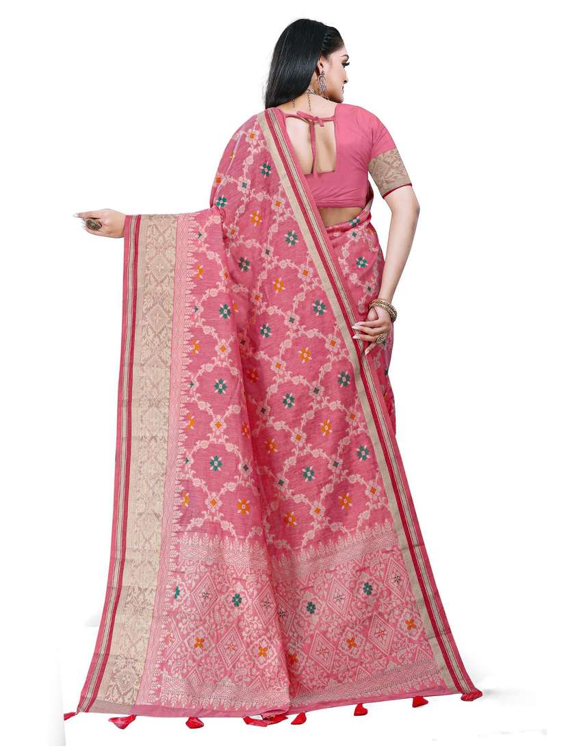 women's self design pink colored saree with blouse - 19596930 - Standard Image - 1