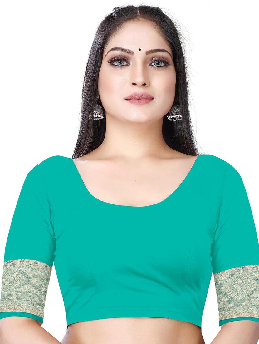 women's self design sea green colored saree with blouse - 19596931 - Standard Image - 1