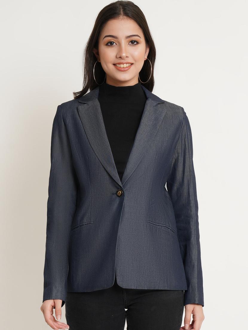 blue denim casual blazer - 19598718 - Zoom Image - 0