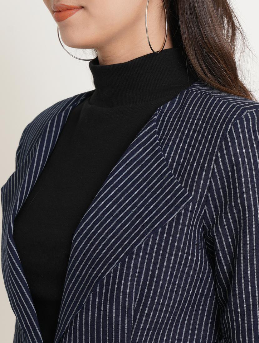 lapel collar stripe print blazer - 19598719 - Standard Image - 4