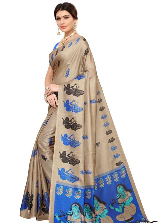 printed woven saree with blouse - 19600554 - Standard Image - 1