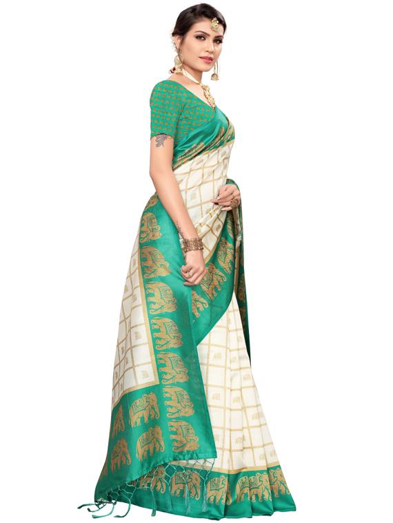 checkered woven saree with blouse - 19600558 - Standard Image - 1