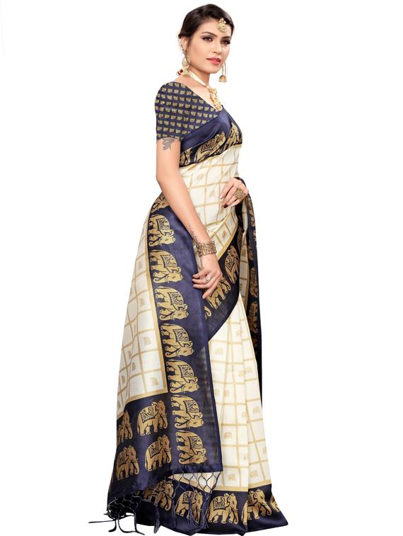 checkered woven saree with blouse - 19600559 -  Standard Image - 1