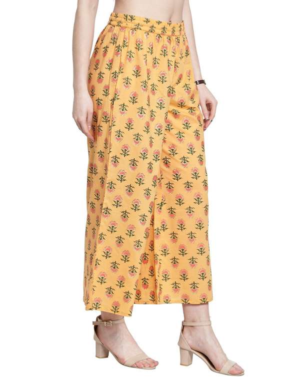 yellow printed cullottes palazzo - 19600789 - Standard Image - 1