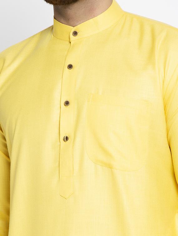 yellow solid cotton kurta - 19600807 - Standard Image - 4