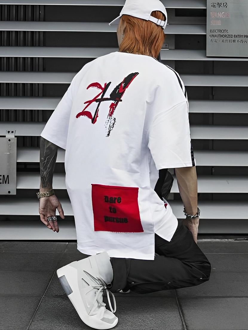 men white oversized front and back print t-shirt - 19600832 - Zoom Image - 0