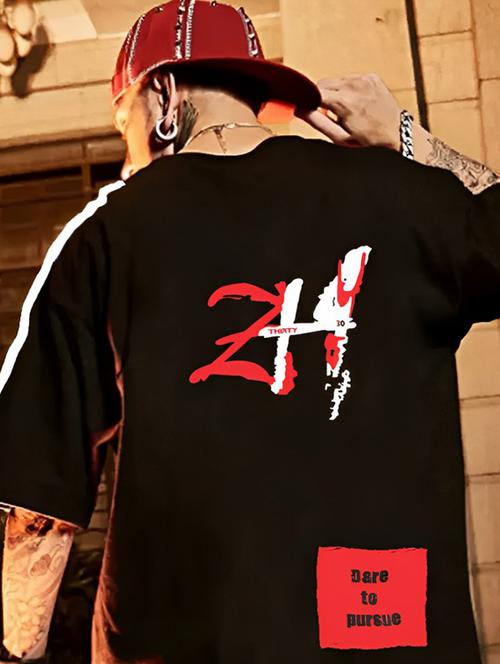men black oversized front & black print t-shirt - 19600833 -  Standard Image - 0