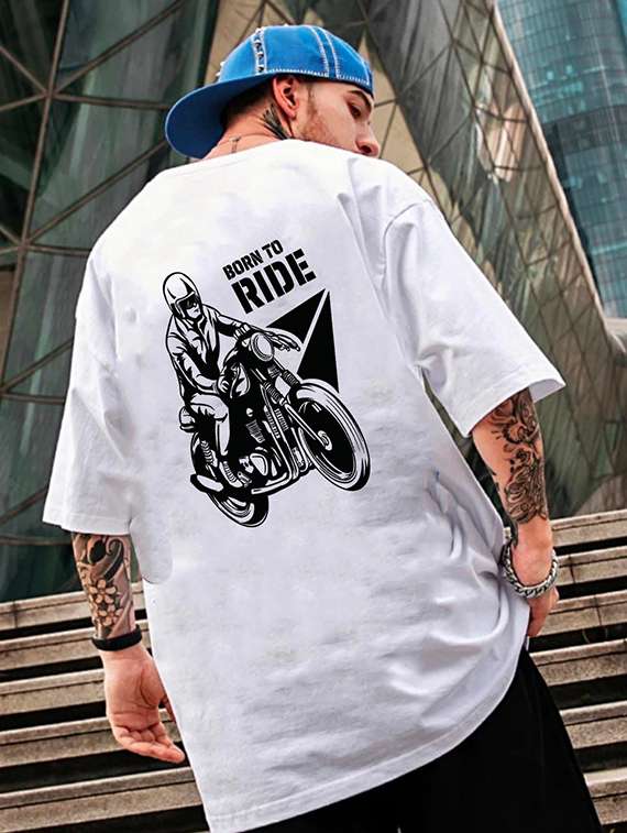 men white loose fit front and back print t-shirt
