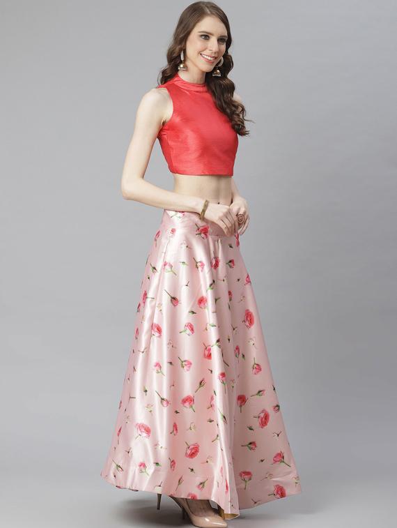 printed flared semi stitched lehenga - 19600864 -  Standard Image - 1