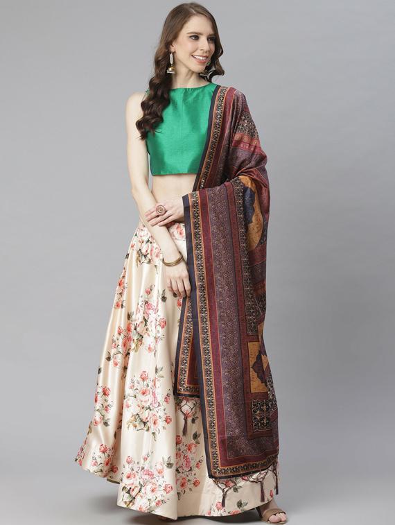 printed flared semi stitched lehenga - 19600869 - Standard Image - 1