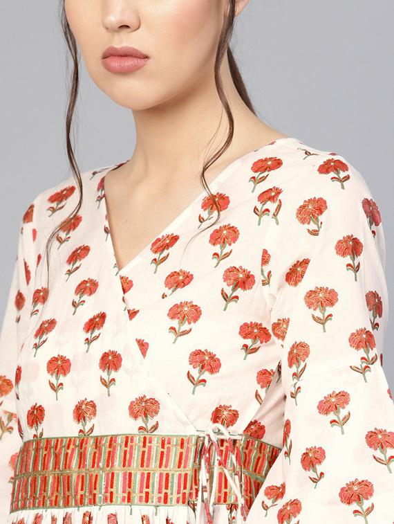 overlap neck angrakha kurta - 19600947 - Standard Image - 4
