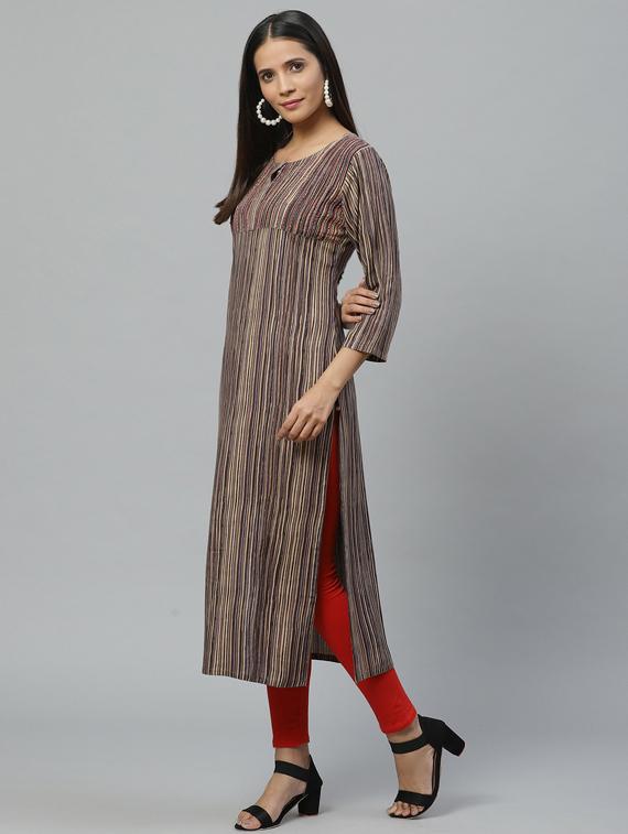 round neck straight kurta - 19600976 - Standard Image - 1